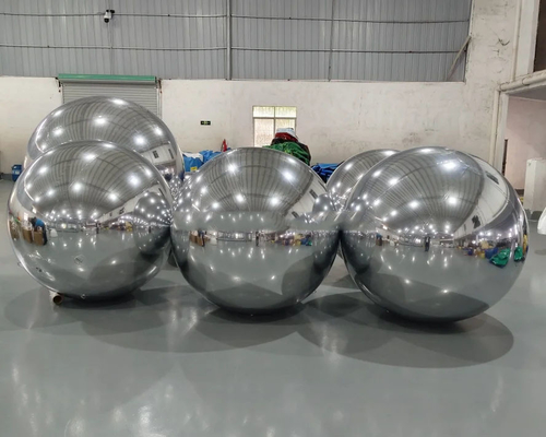 Großer glänzender Chamäleon Ball Spiegel Ballon Silber PVC aufblasbarer Weihnachtsball für Festival Dekoration