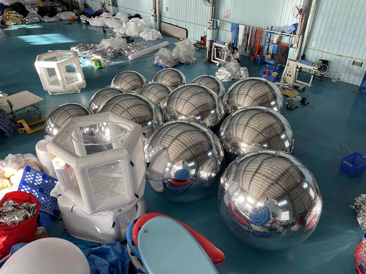 Neueste Hängende aufblasbare Spiegelkugel Spiegelballon Riesenspiegelkugel versiegelt Gold/Silberkugel großer glänzender Ball zur Dekoration