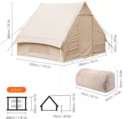 Populäres Glamping Canvas Aufblasbare Außencamping kundenspezifisches Luxus-Polyester-Luft-Familienzelt zum Campen