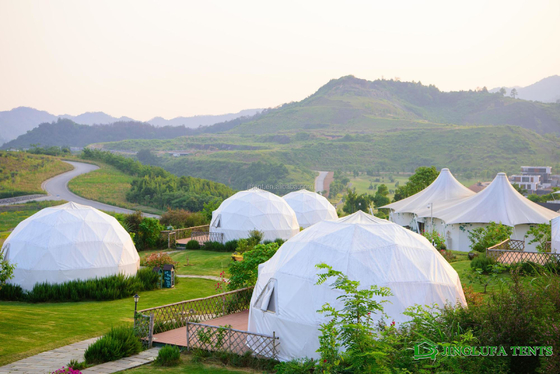 Neues Design 4 bis 10 Personen 850g PVC Stoff Glamping Dome Luxuszimmer Zelte