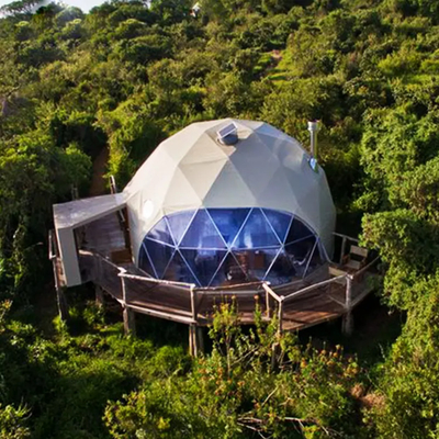 Luxus im Freien 8m Durchmesser wasserdichtes Baldachin Safari Glamping Resort rundes Hotel geodetisches Kuppelzelt