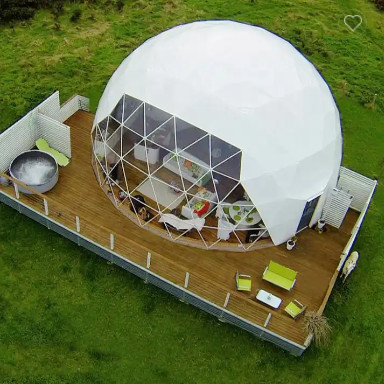 Custom Galvanisierte Stahlstangen PVC Glamping Geodätische Kuppel Zelthaus