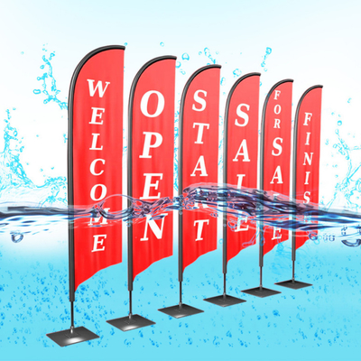 Outdoor-Fliegerbanner-Promotion kundenspezifisch gedruckte Werbemesser-Typ Tränenflagge Bali Bogen Strandflagge mit Kors-Basis
