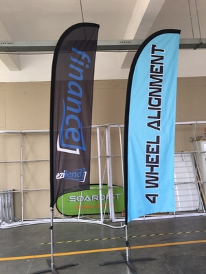 15 Fuß Außen-Fabrik UV-Schutz Nicht verblasst Werbemesser Form Fliegender Custom Banner Strand Feder Flagge